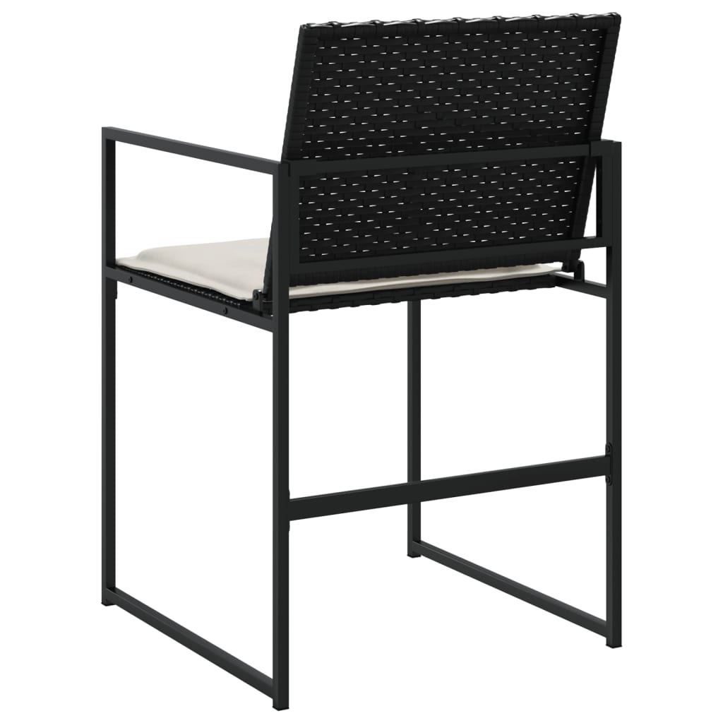Tuinstoelen 4 st met kussens poly rattan zwart