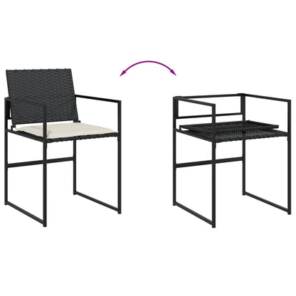 Tuinstoelen 4 st met kussens poly rattan zwart