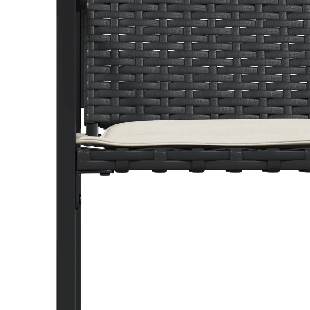 Tuinstoelen 4 st met kussens poly rattan zwart