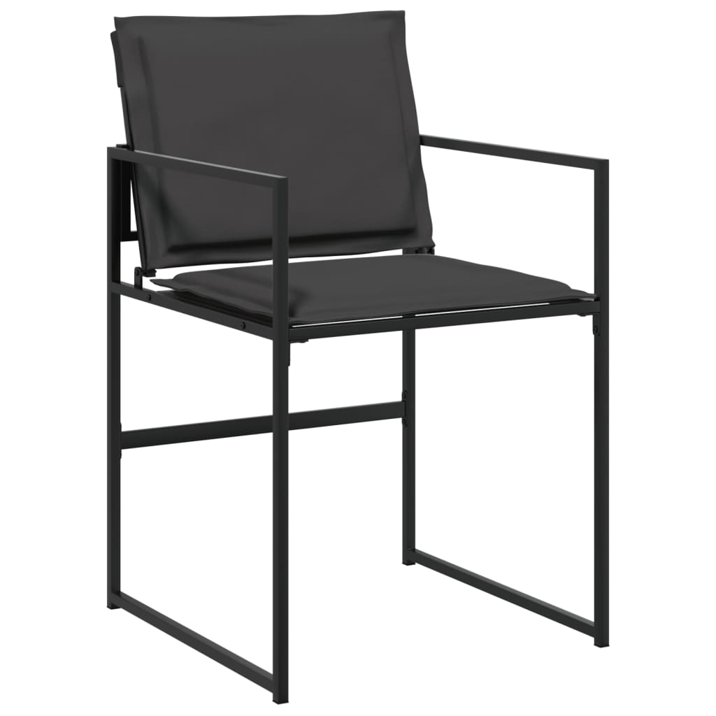Tuinstoelen 4 st met kussens staal en textileen zwart