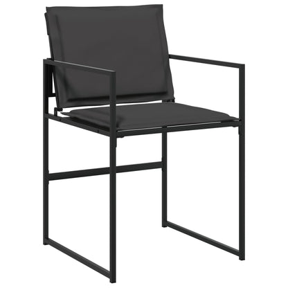 Tuinstoelen 4 st met kussens staal en textileen zwart