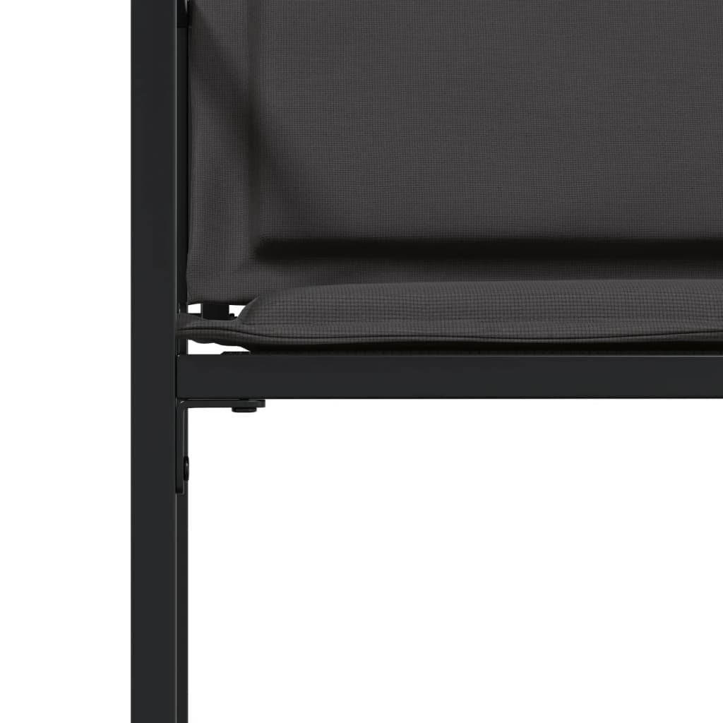 Tuinstoelen 4 st met kussens staal en textileen zwart