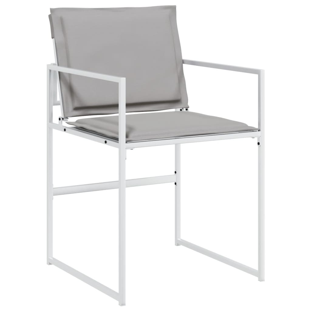 Tuinstoelen 4 st met kussens staal en textileen wit
