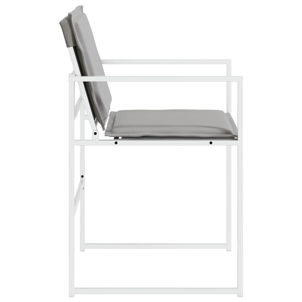 Tuinstoelen 4 st met kussens staal en textileen wit