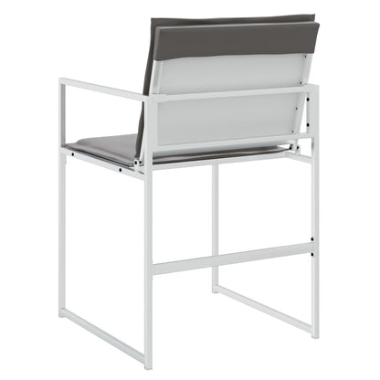 Tuinstoelen 4 st met kussens staal en textileen wit