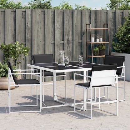 Tuinstoelen 4 st met kussens staal en textileen wit