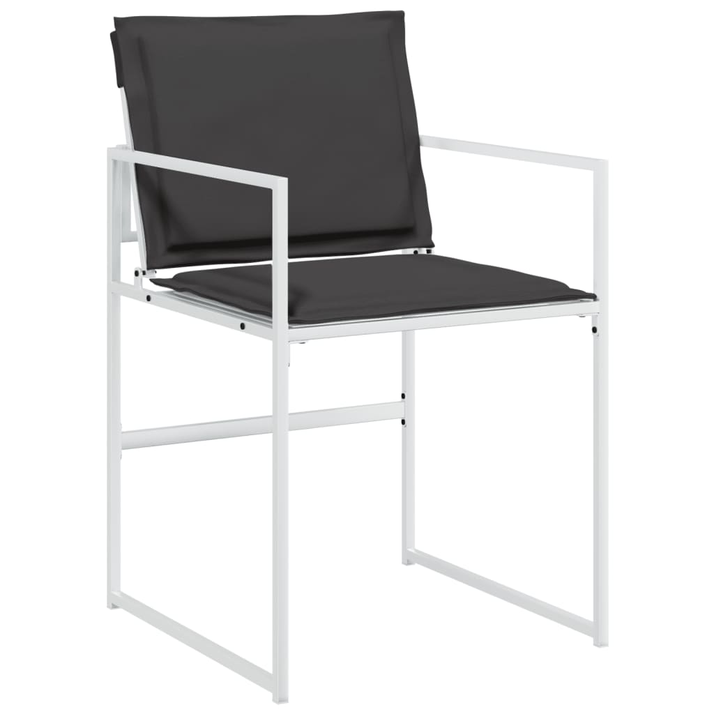 Tuinstoelen 4 st met kussens staal en textileen wit