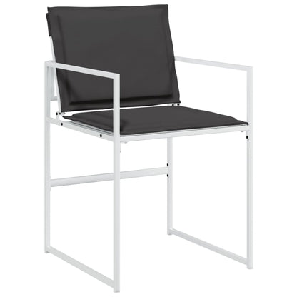 Tuinstoelen 4 st met kussens staal en textileen wit