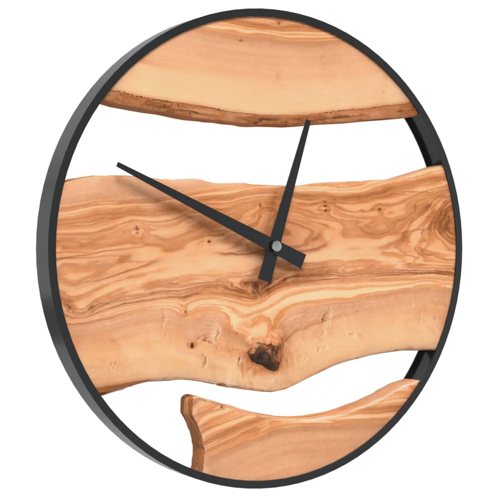 Wandklok Ø35 Cm Ijzer En Olijfhout Bruin Donkerbruin