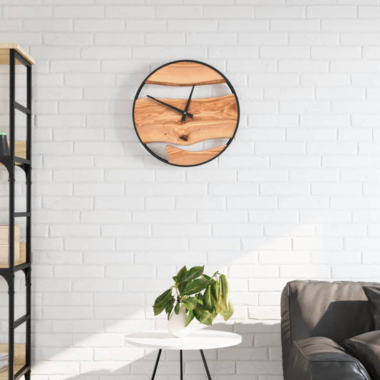 Wandklok Ø35 Cm Ijzer En Olijfhout Bruin Donkerbruin