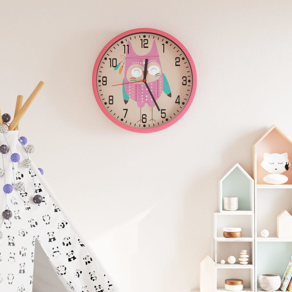 Wandklok Ø25,5 Cm Polystyreen En Glas Roze