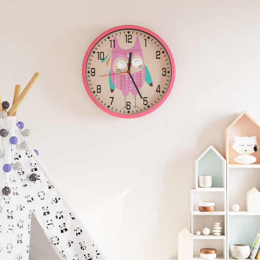 Wandklok Ø25,5 Cm Polystyreen En Glas Roze