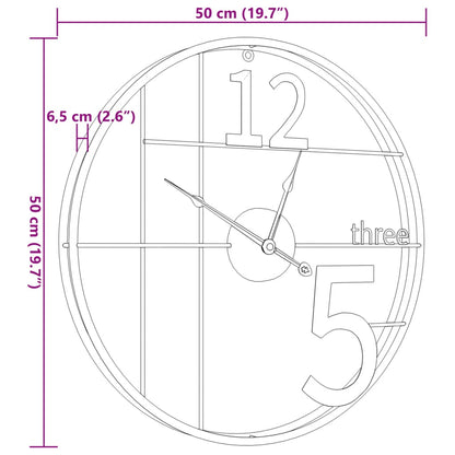 Wandklok Ø50 Cm Ijzer Zwart
