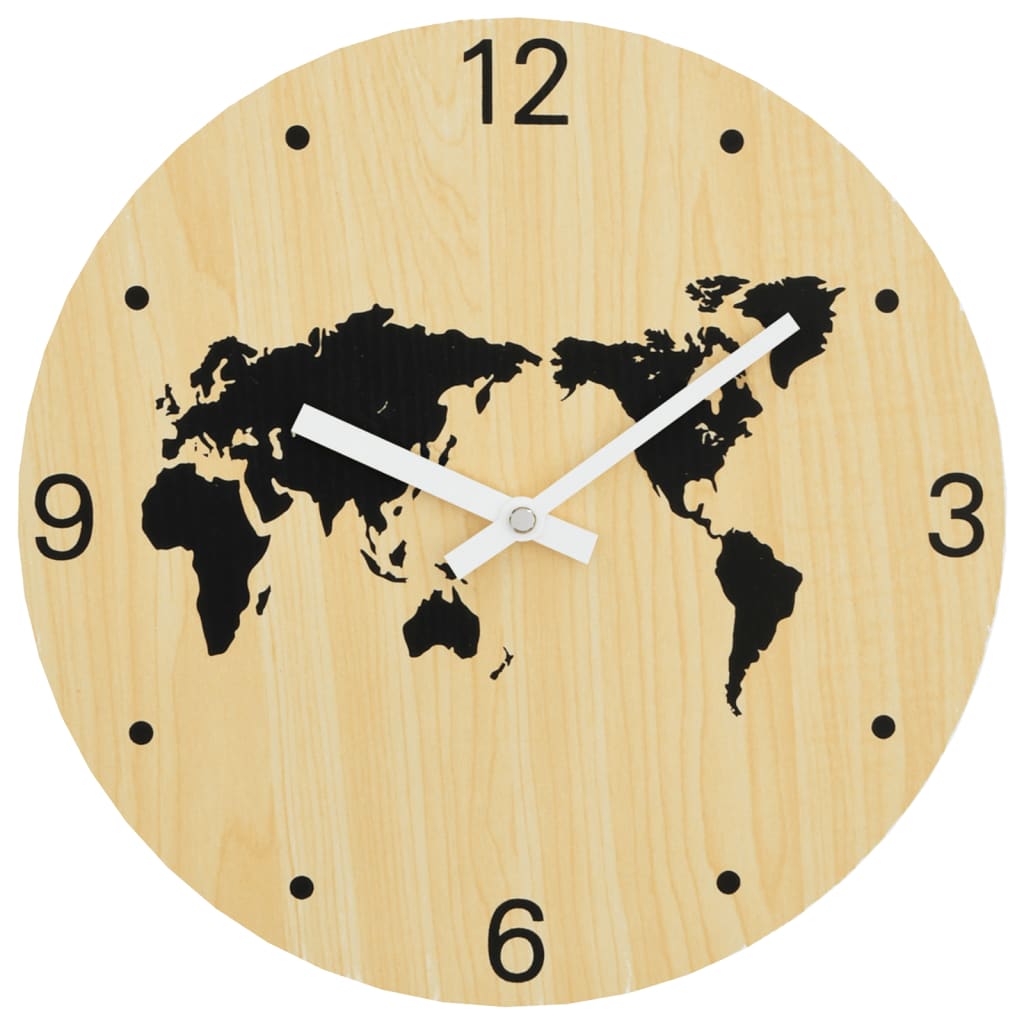 Wandklok Ø30 Cm Bewerkt Hout Geel en zwart