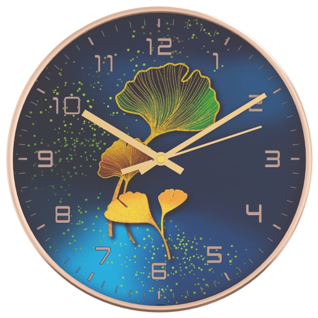 Wandklok Ø29,5 Cm Polystyreen En Glas Goudkleurig En Blauw