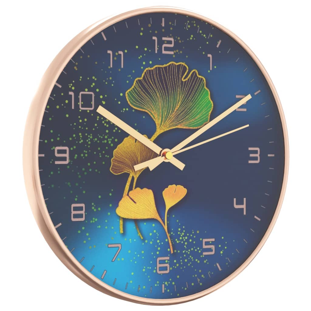 Wandklok Ø29,5 Cm Polystyreen En Glas Goudkleurig En Blauw