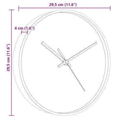 Wandklok Ø29,5 Cm Polystyreen En Glas Goudkleurig En Blauw