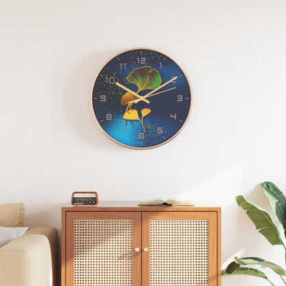 Wandklok Ø29,5 Cm Polystyreen En Glas Goudkleurig En Blauw