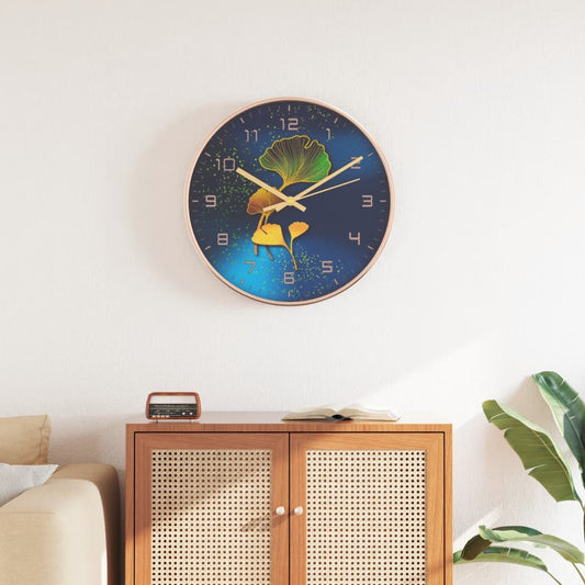 Wandklok Ø29,5 Cm Polystyreen En Glas Goudkleurig En Blauw
