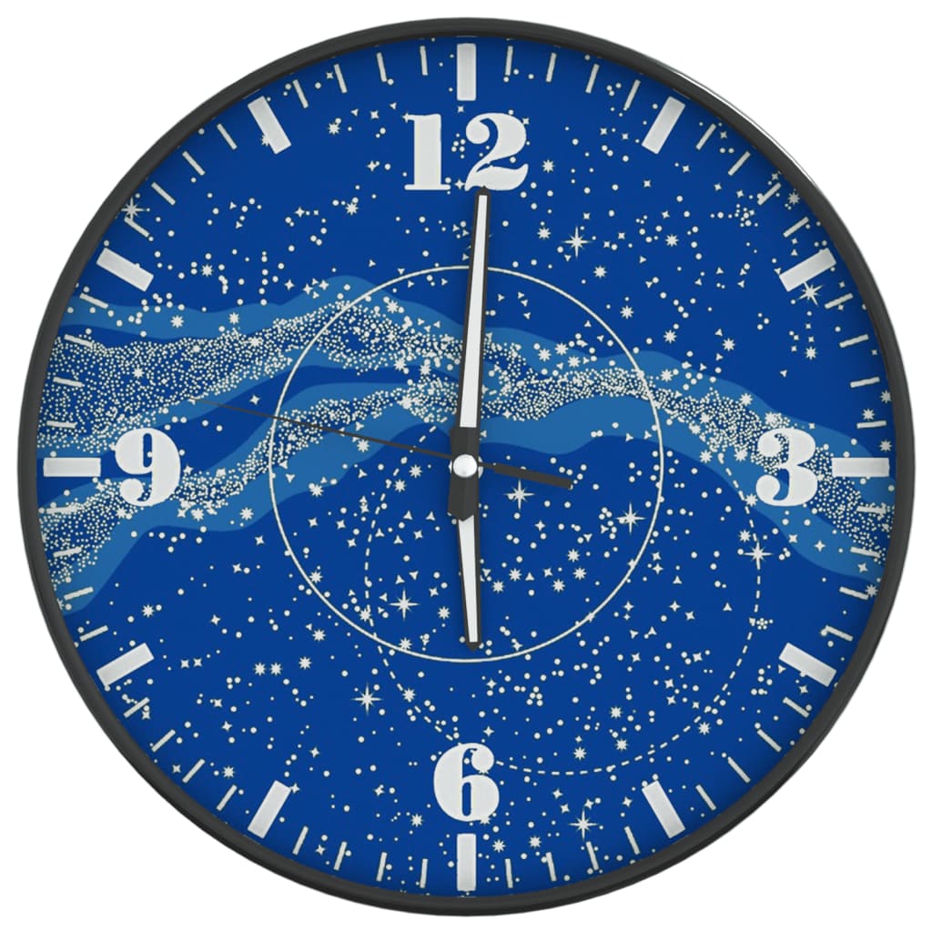 Wandklok Met Lichtgevende Wijzerplaat En Wijzers Ø30 Cm Blauw