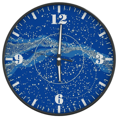 Wandklok Met Lichtgevende Wijzerplaat En Wijzers Ø30 Cm Blauw