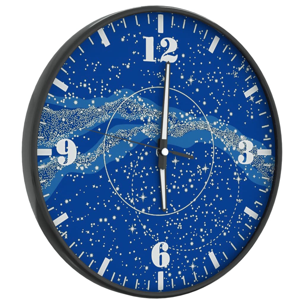 Wandklok Met Lichtgevende Wijzerplaat En Wijzers Ø30 Cm Blauw