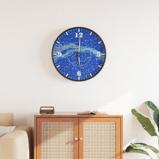 Wandklok Met Lichtgevende Wijzerplaat En Wijzers Ø30 Cm Blauw