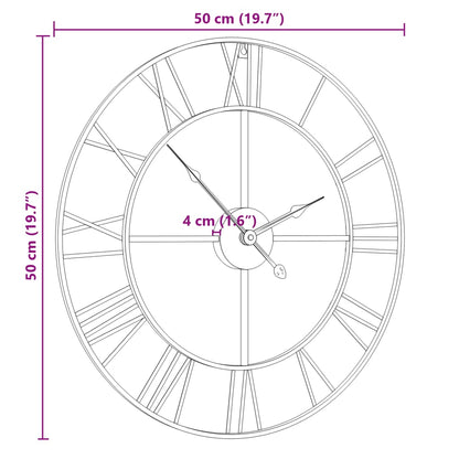 Wandklok Ø Ijzer 50 cm Zwart