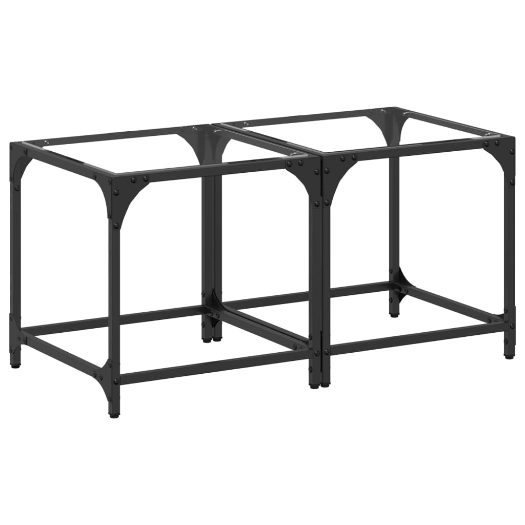 Salontafels 2 st met transparant glazen blad 40x40x40 cm staal