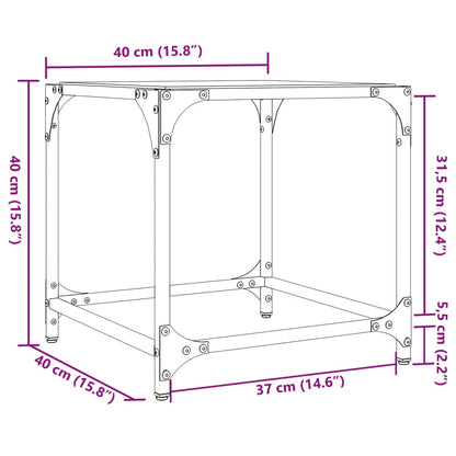 Salontafels 2 st met transparant glazen blad 40x40x40 cm staal