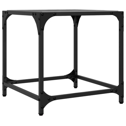 Salontafels 2 st met zwart glazen blad 40x40x40 cm staal