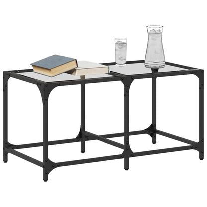 Salontafel met transparant glazen blad 78,5x40x40 cm staal