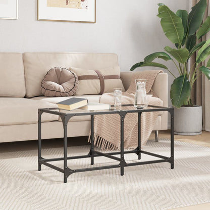Salontafel met transparant glazen blad 78,5x40x40 cm staal