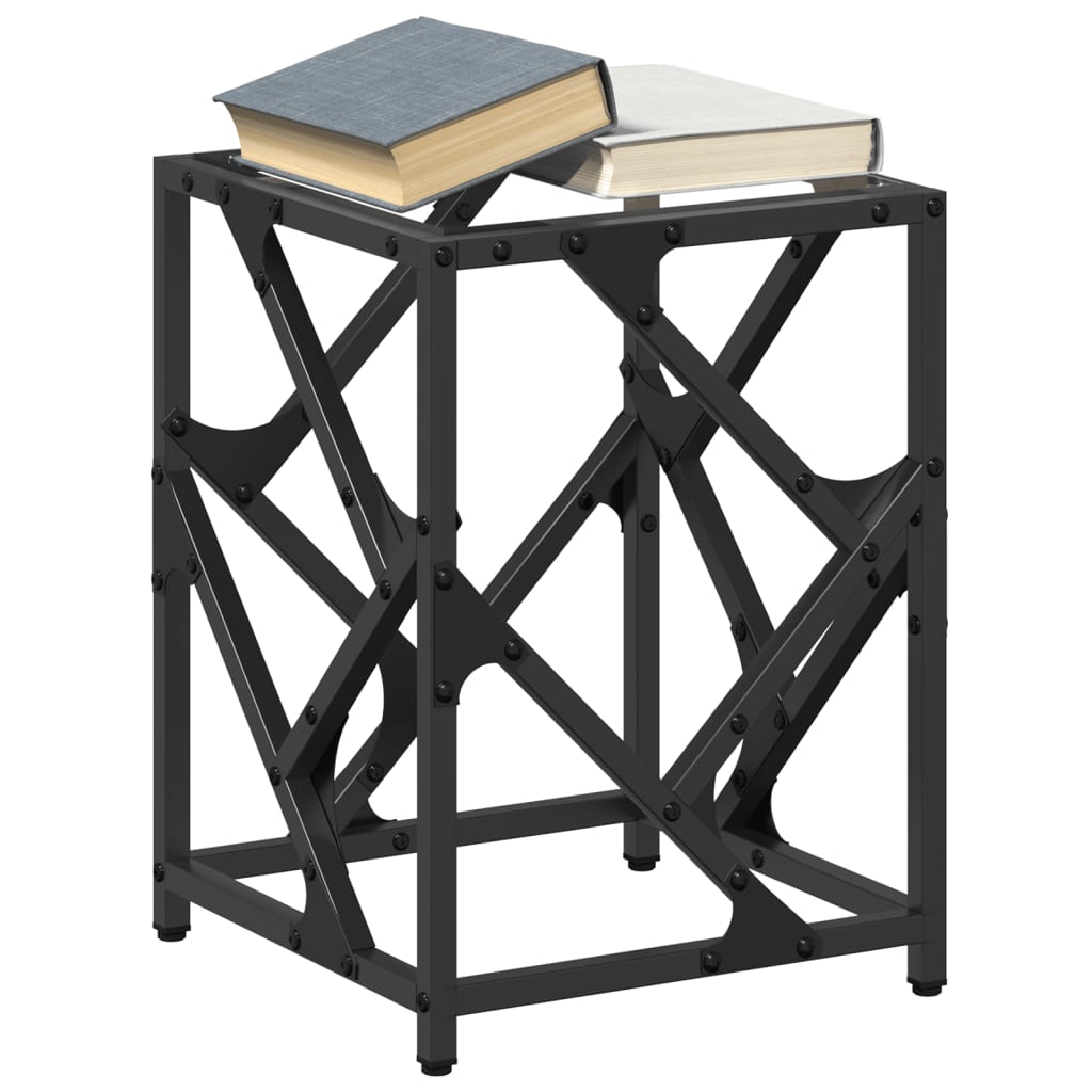 Salontafel met transparant glazen blad 30x30x41 cm staal