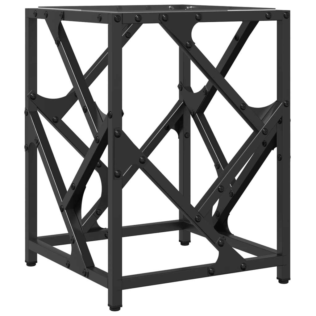 Salontafel met transparant glazen blad 30x30x41 cm staal