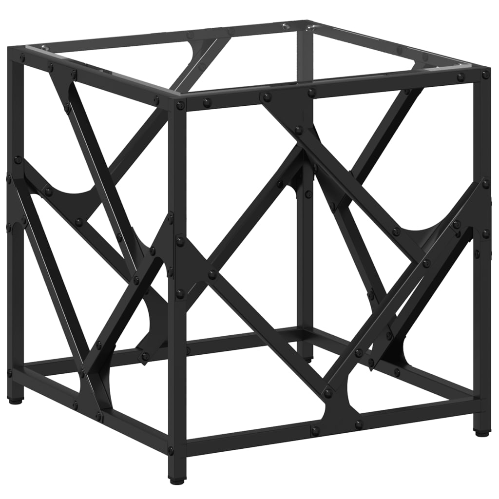 Salontafel met transparant glazen blad 40x40x41 cm staal