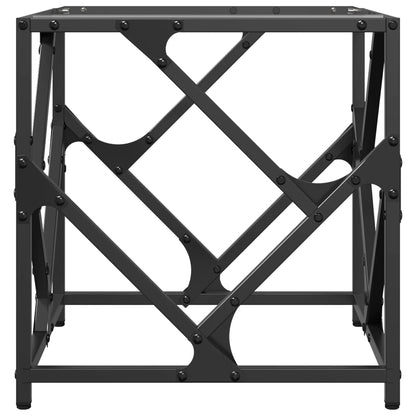 Salontafel met transparant glazen blad 40x40x41 cm staal