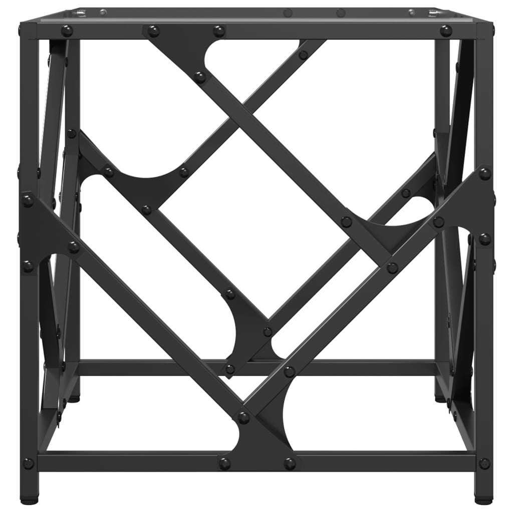 Salontafel met transparant glazen blad 40x40x41 cm staal