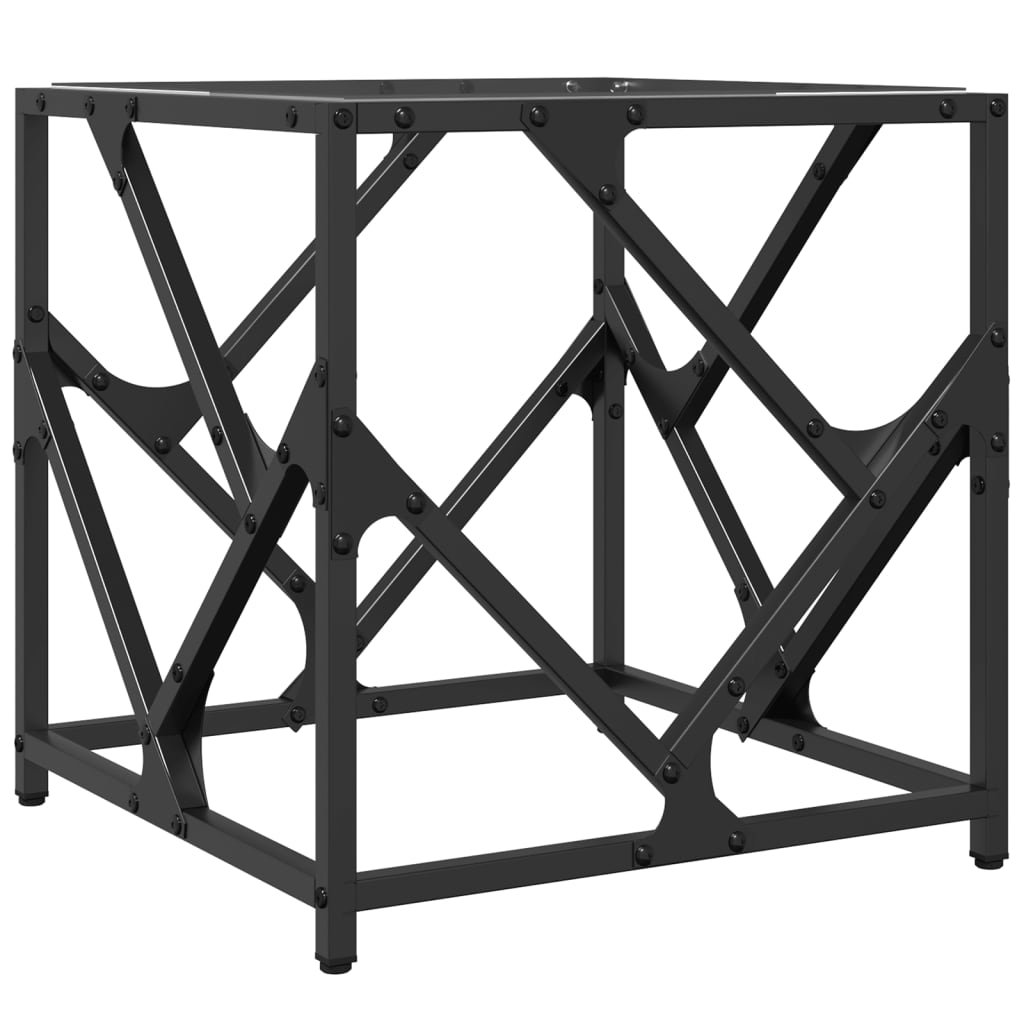 Salontafel met transparant glazen blad 40x40x41 cm staal