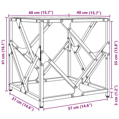 Salontafel met transparant glazen blad 40x40x41 cm staal