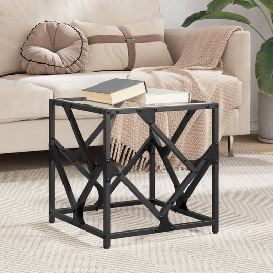 Salontafel met transparant glazen blad 40x40x41 cm staal