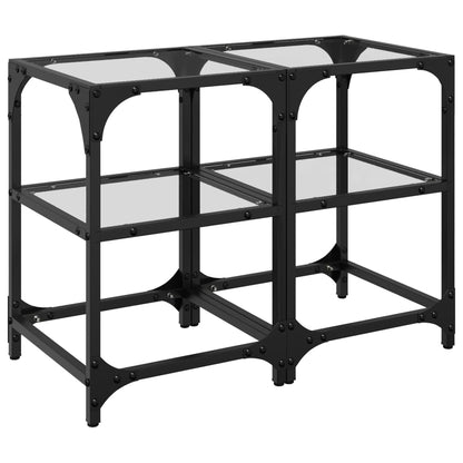 Salontafels 2 st met transparant glazen blad 30x30x45 cm staal