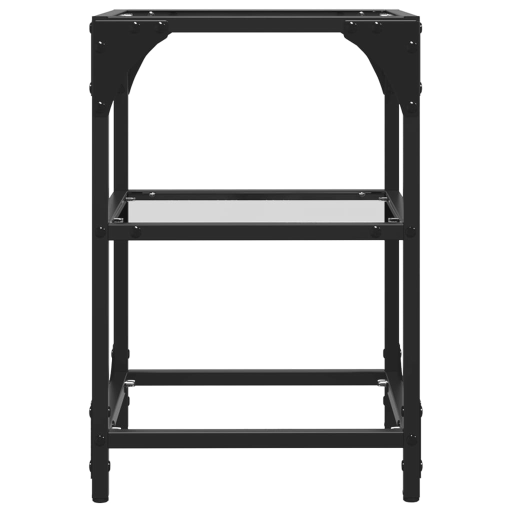 Salontafels 2 st met transparant glazen blad 30x30x45 cm staal