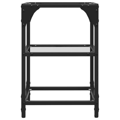 Salontafels 2 st met transparant glazen blad 30x30x45 cm staal