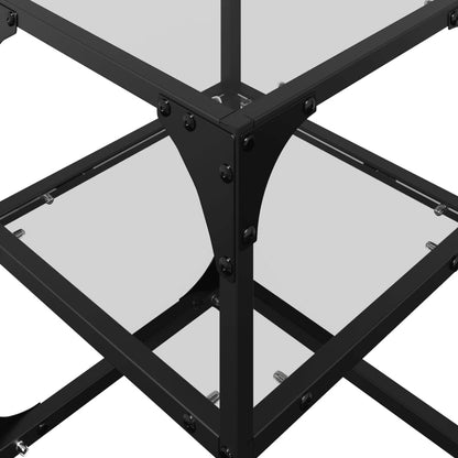 Salontafels 2 st met transparant glazen blad 30x30x45 cm staal