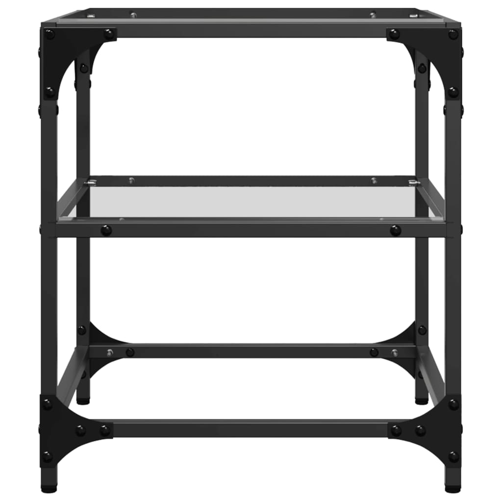 Salontafel met transparant glazen blad 40x40x45 cm staal