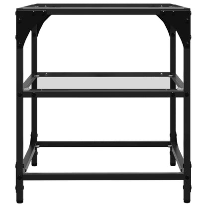 Salontafel met transparant glazen blad 40x40x45 cm staal