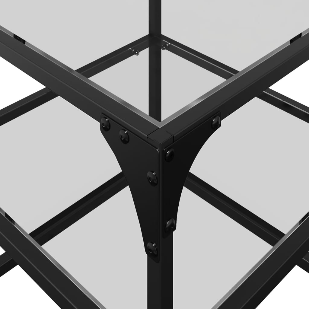 Salontafel met transparant glazen blad 40x40x45 cm staal