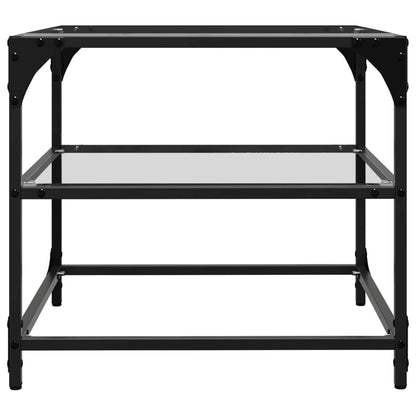 Salontafel met transparant glazen blad 50x50x45 cm staal