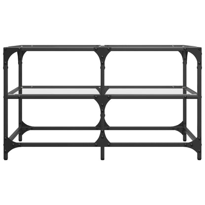 Salontafel met transparant glazen blad 78,5x40x45 cm staal
